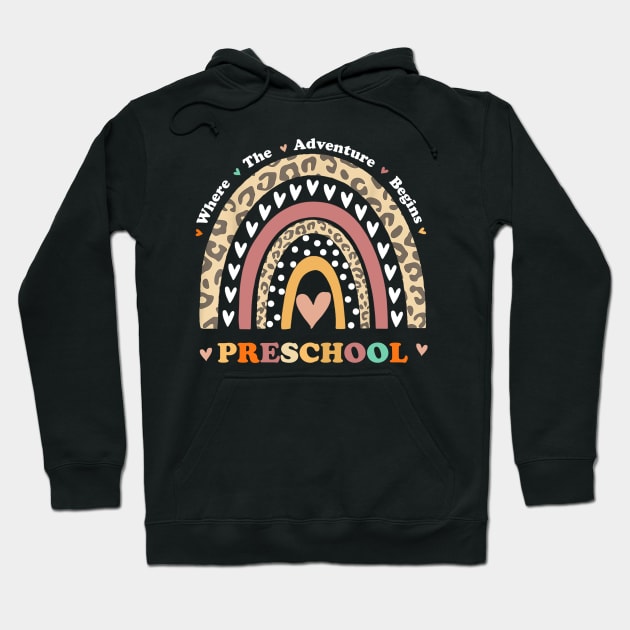 Back To School Preschool Where The Adventure Begins Rainbow Hoodie by Brodrick Arlette Store